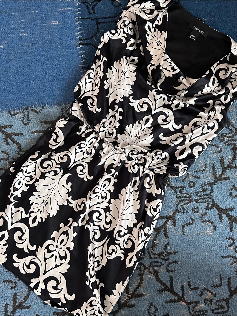Silk Damask Cowl Neck Mini Dress